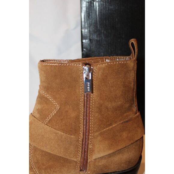 NIB Women's Mina Brown Suede Western Harnessed Square Toe Ankle Boots Size‎ 8.5 - Picture 5 of 7